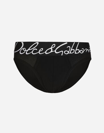 Dolce & Gabbana Трусы-слипы средней посадки из эластичного хлопка черный M9C03JONN95