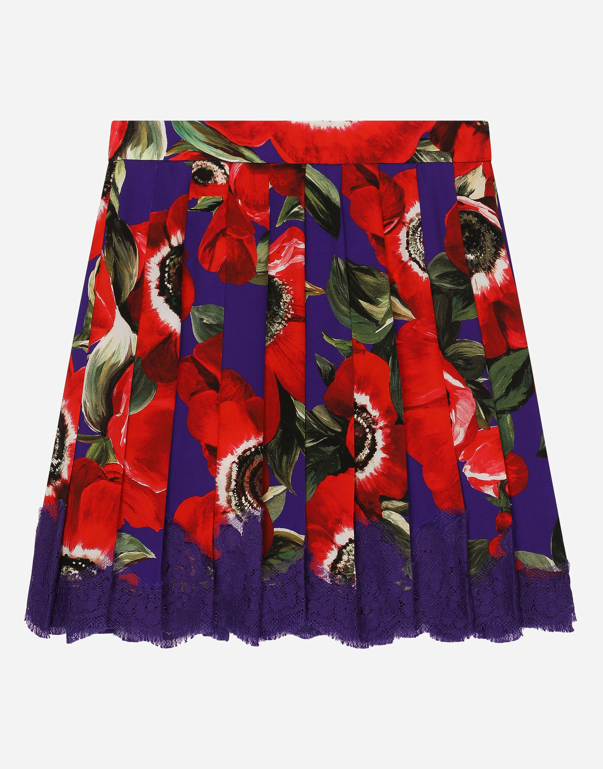 Dolce & Gabbana Charmeuse midi skirt with anemone print Imprima L54I94HS5Q4