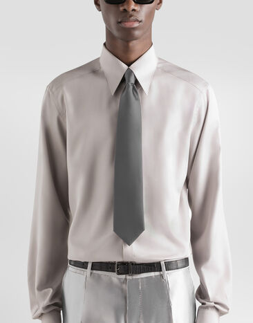 Dolce & Gabbana Satin jacquard tie Grey GT147EG0UB4