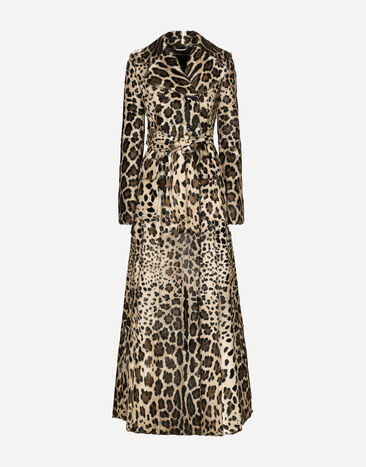 Dolce & Gabbana Double-breasted leopard-print goatskin coat with belt Multicolor F0G1IFFUP9H