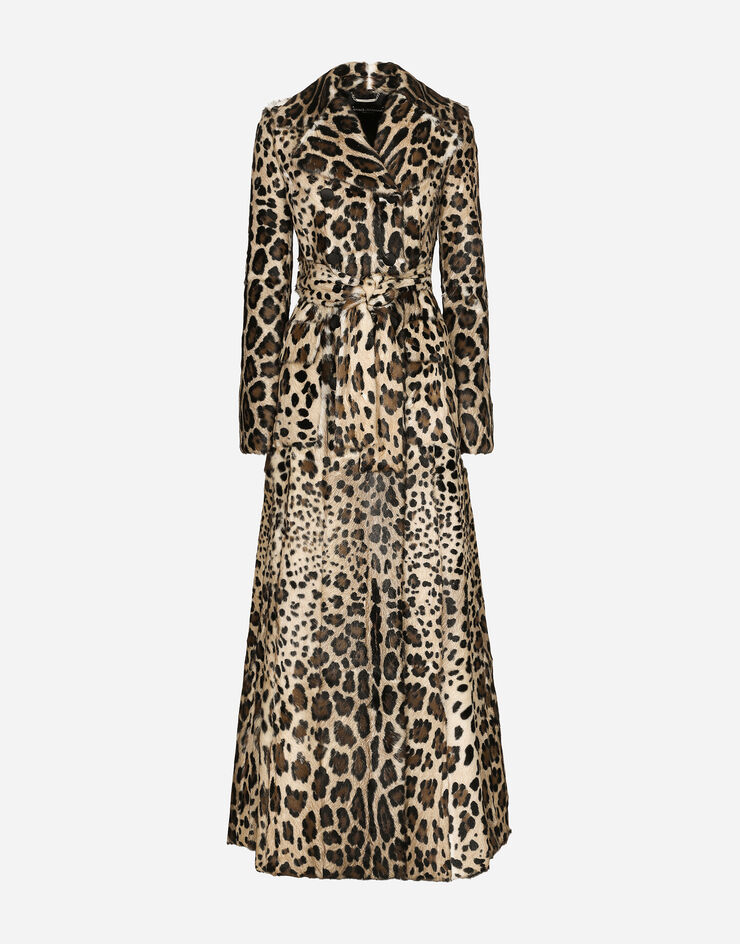 Dolce & Gabbana Double-breasted leopard-print goatskin coat with belt Multicolor F0G1IFFUP9H