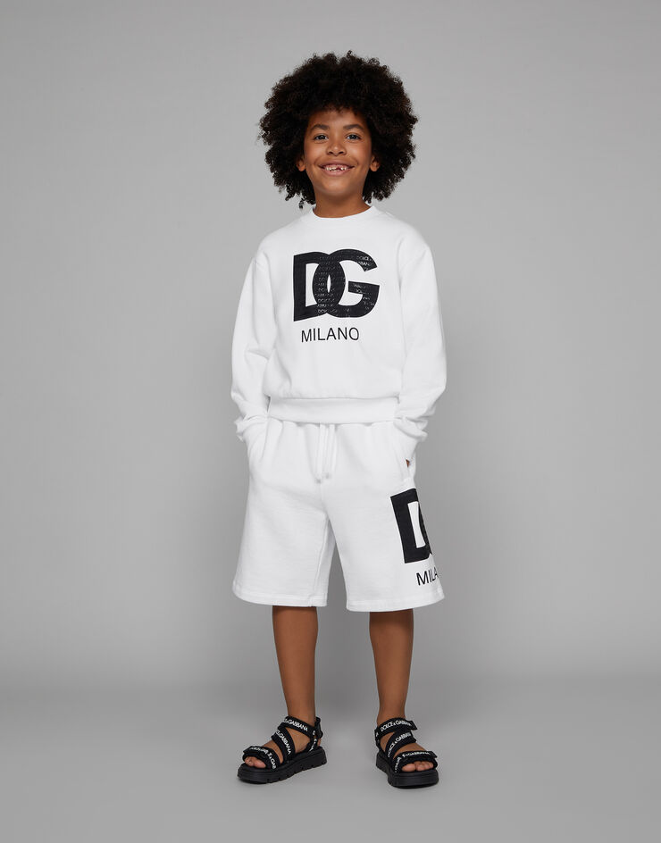 Dolce & Gabbana Sweat-shirt en jersey à imprimé logo DG Blanc L4JWHZG7L4N
