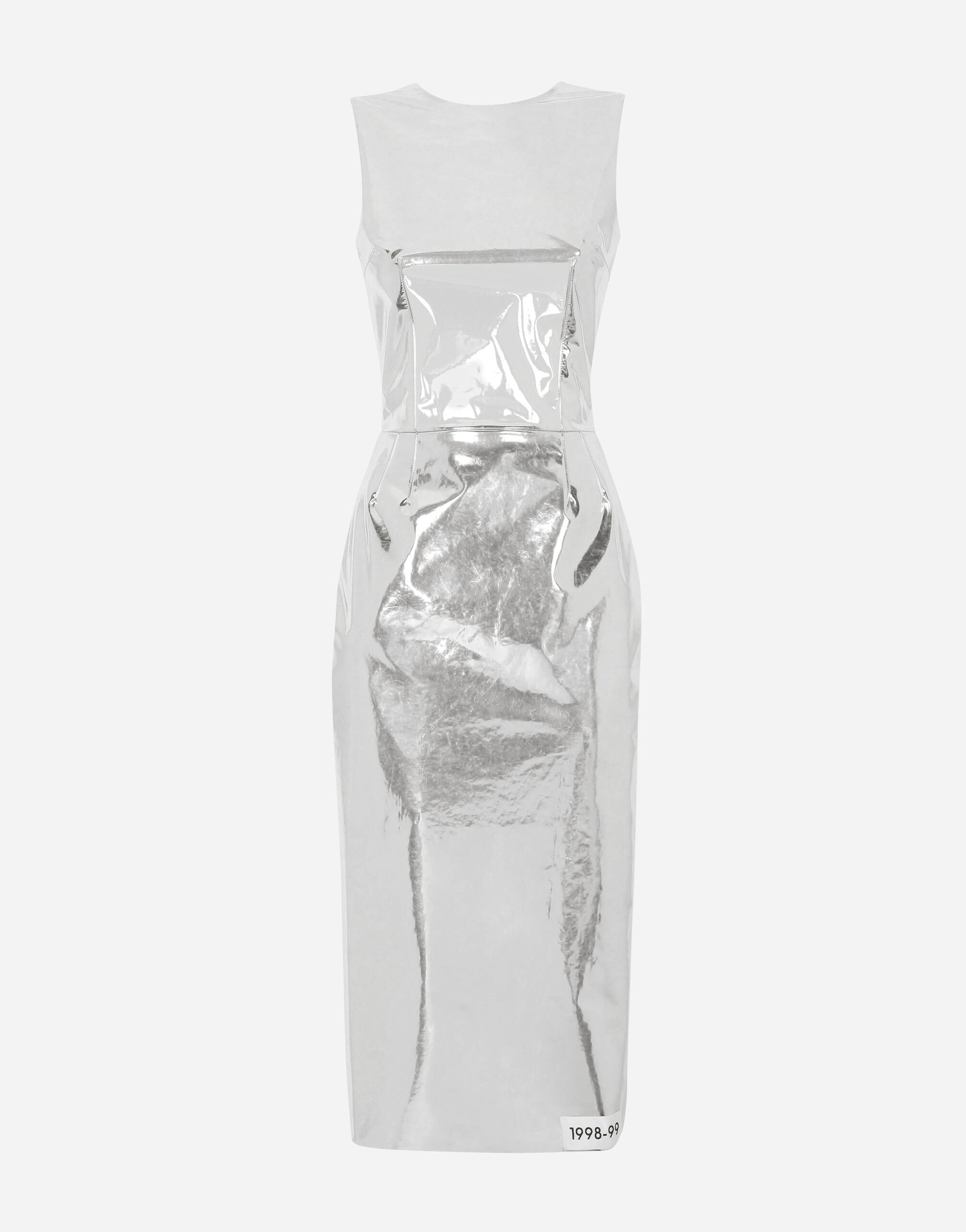 Dolce & Gabbana KIM DOLCE&GABBANA Foiled jersey calf-length dress Silver FTAMPTFLSFG