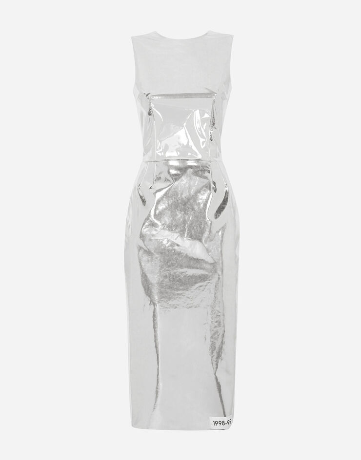 Dolce & Gabbana KIM DOLCE&GABBANA Foiled jersey calf-length dress Silver F6BDZTFUSY4