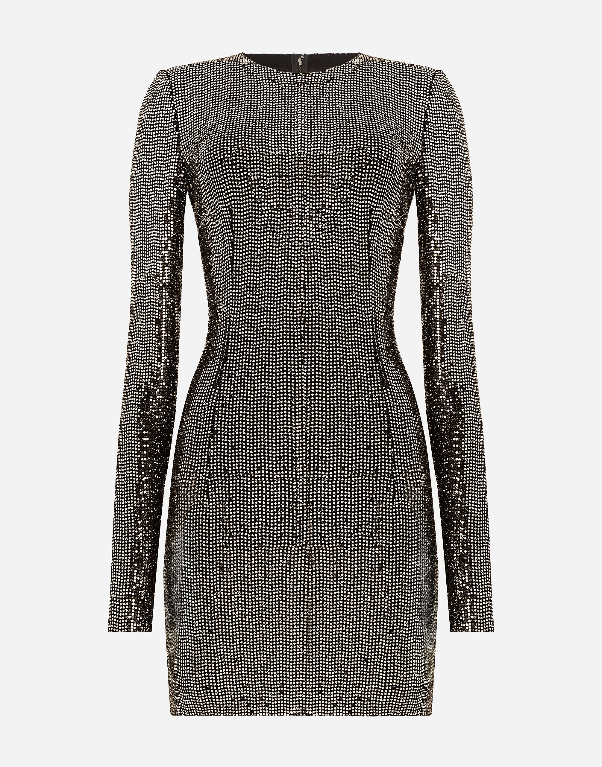 Short jersey dress with sequin embellishment in Silver for