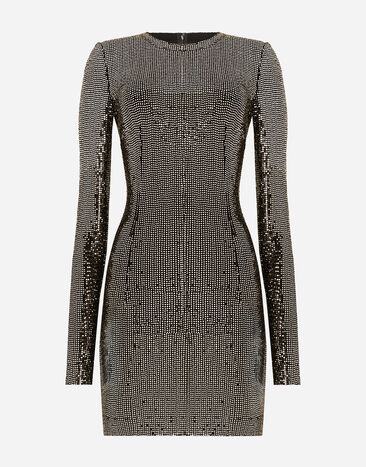 Dolce & Gabbana Vestido corto de punto con lentejuelas Plateado F6R6LTFUGOI