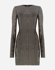 Dolce & Gabbana Short jersey dress with sequin embellishment Silver F6DGSTFUGP2