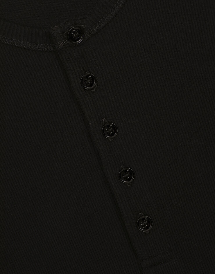 Dolce&Gabbana Camiseta panadera de algodón acanalado  Noir G8QZ1TFU7AV