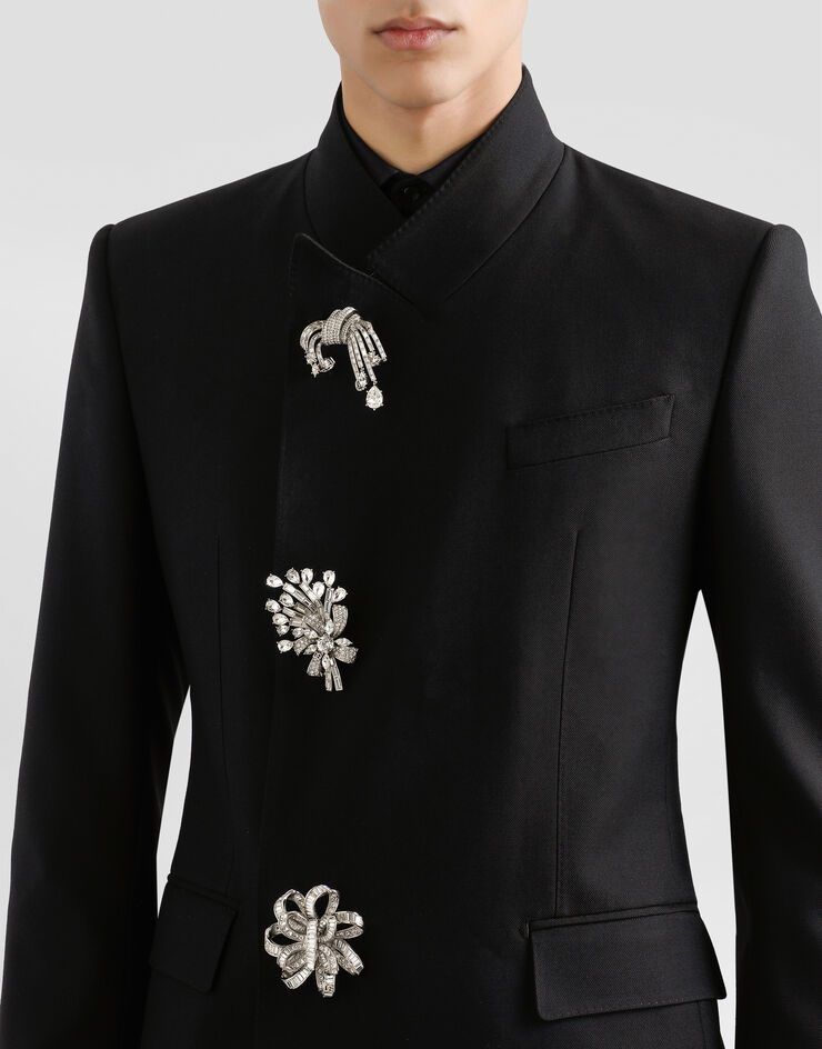 Dolce & Gabbana Zweireihige Jacke aus Wollgabardine Black G2VO5ZFU21E