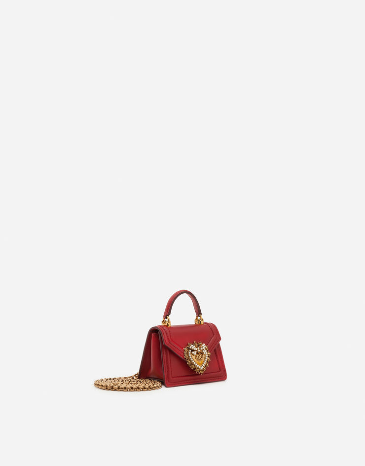 Dolce & Gabbana Devotion micro bag in plain calfskin Red BI1400AV893