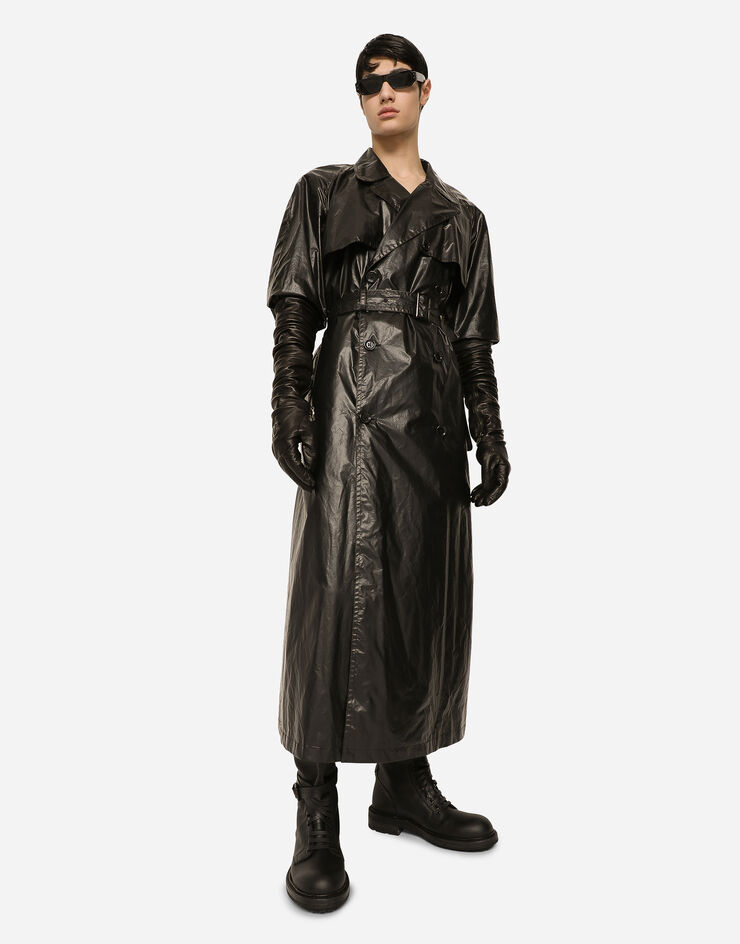 Dolce&Gabbana Coated nylon double-breasted trench coat Multicolor G016OTGF777