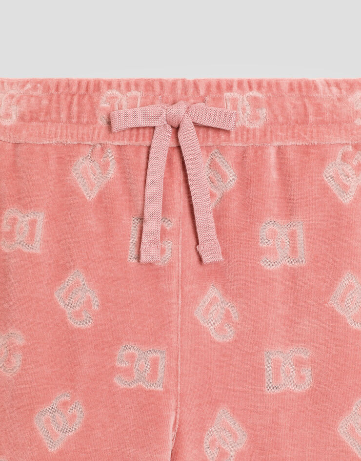 Dolce & Gabbana Chenille jogging pants with jacquard DG logo Pink L5JPF8FJ7DL