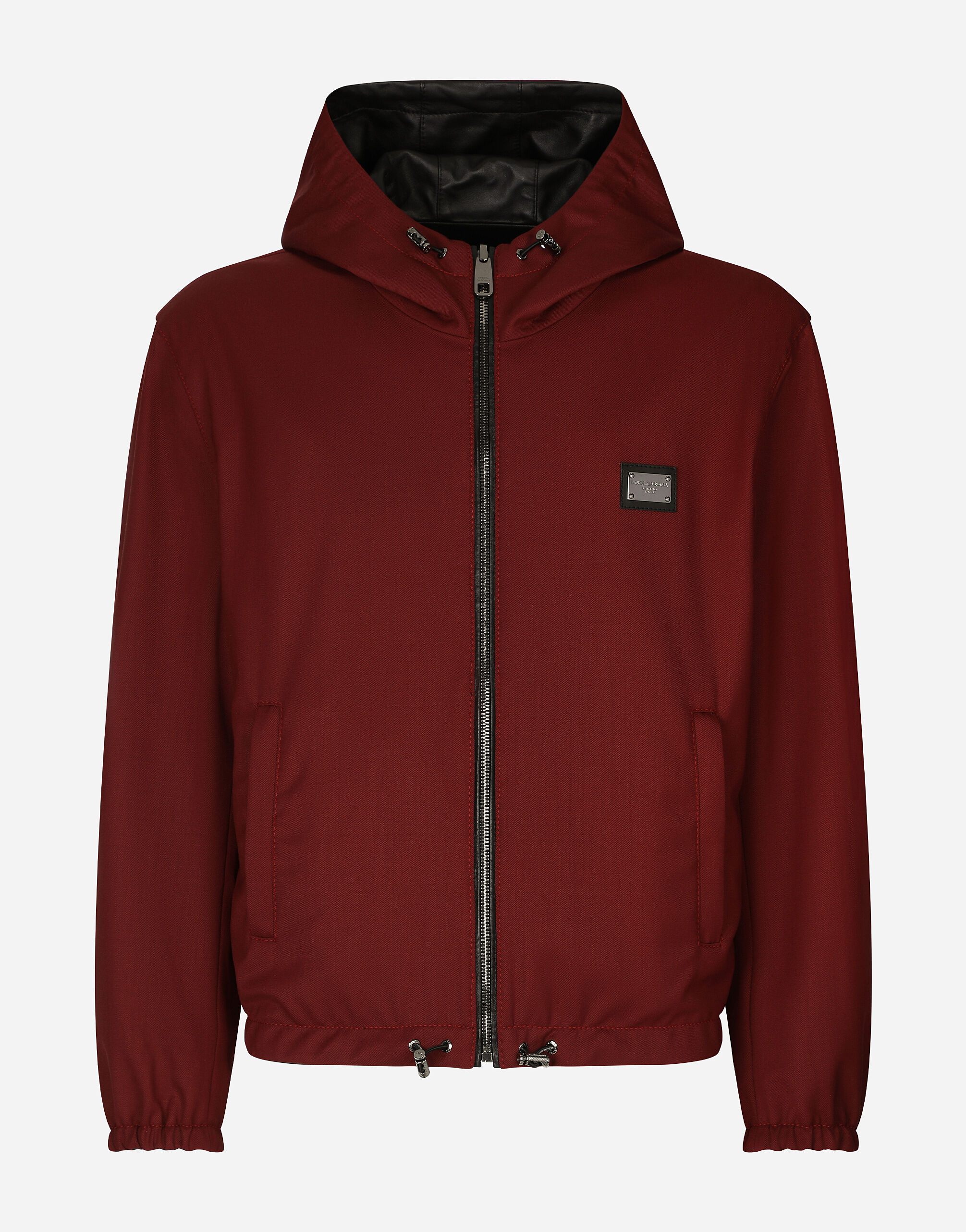 Reversible stretch wool and leather jacket in Multicolor for Men