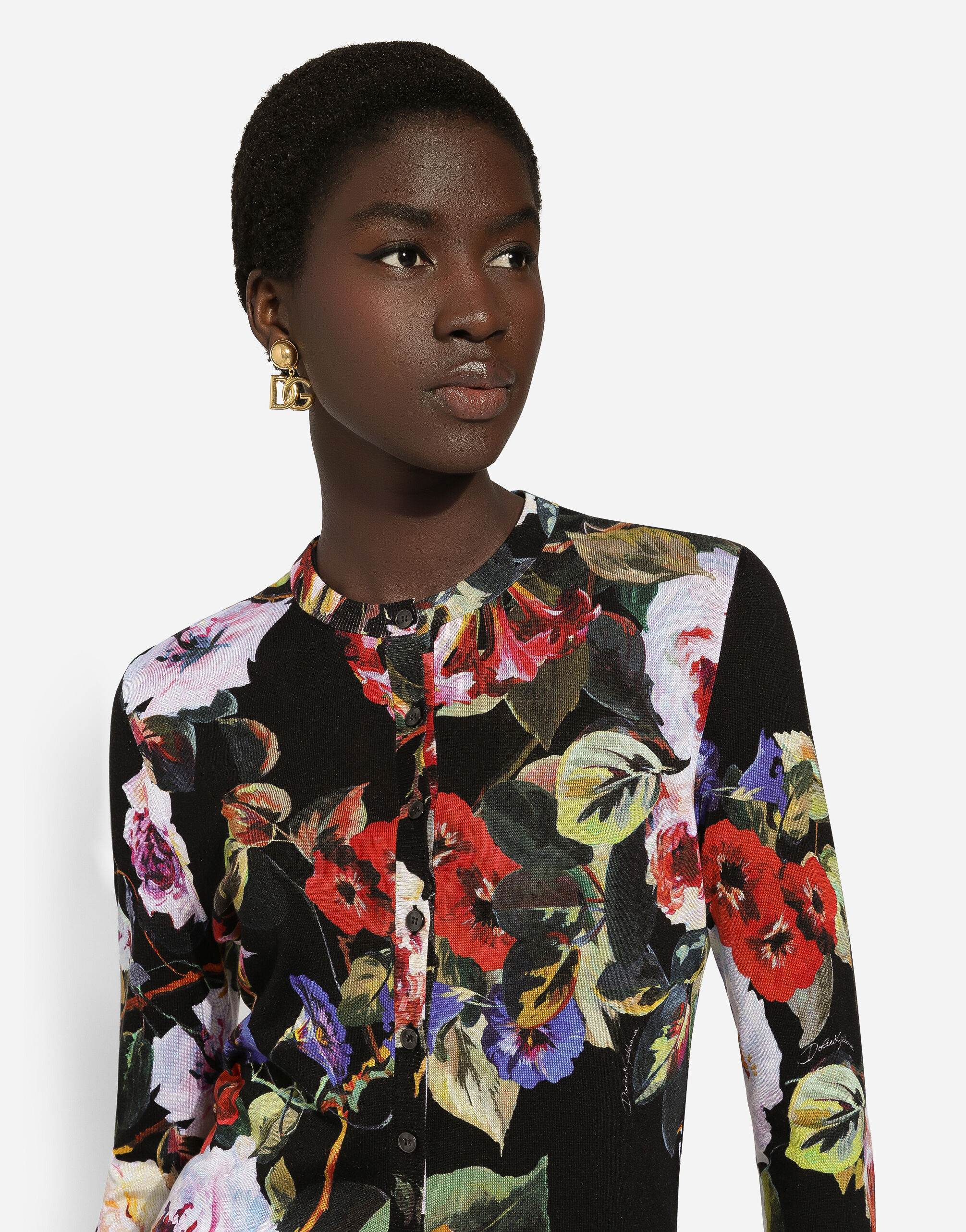 Floral silk cardigan discount