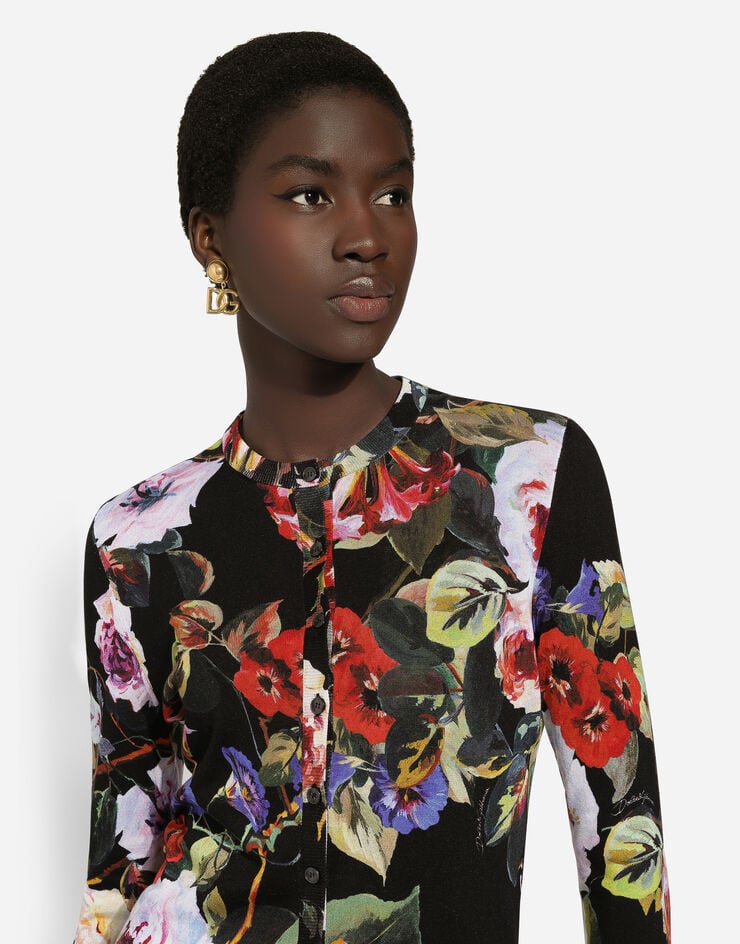 Dolce & Gabbana Silk cardigan with rose garden print Print FXV05TJAHJZ