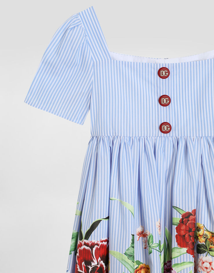 Dolce & Gabbana Robe en popeline rayée à imprimé fleurs Imprimé L54DG6FI5K7