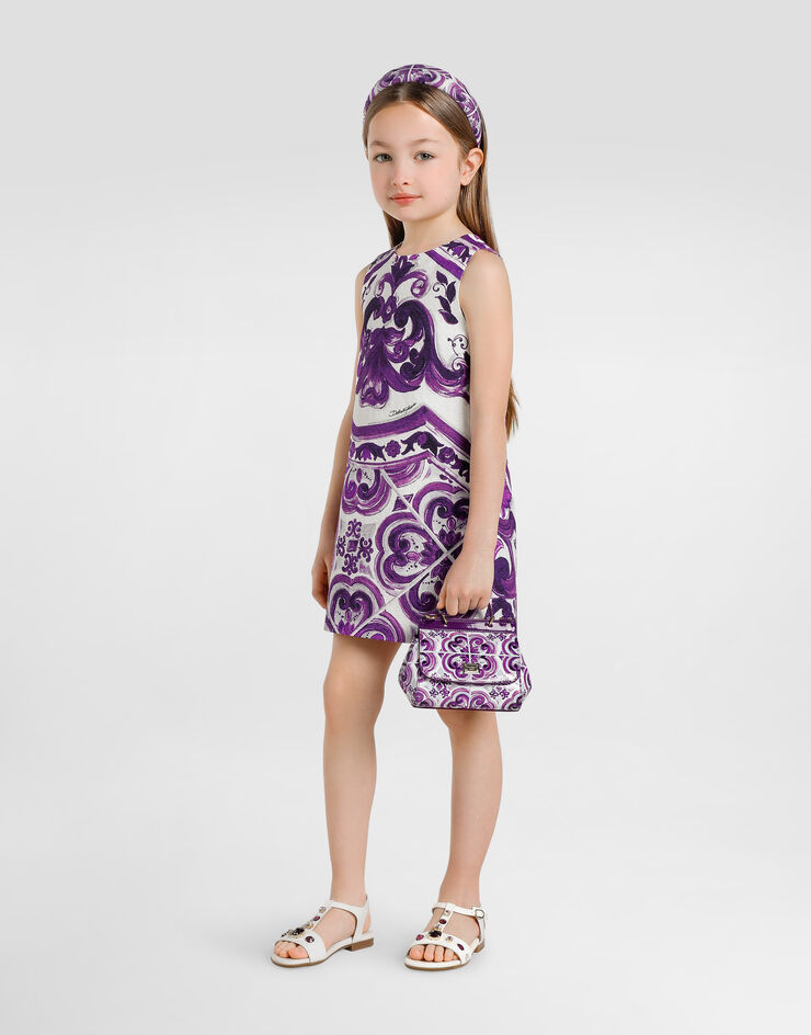 Dolce & Gabbana Majolica-print sleeveless mat dress Multicolor L54DH1FPFSO
