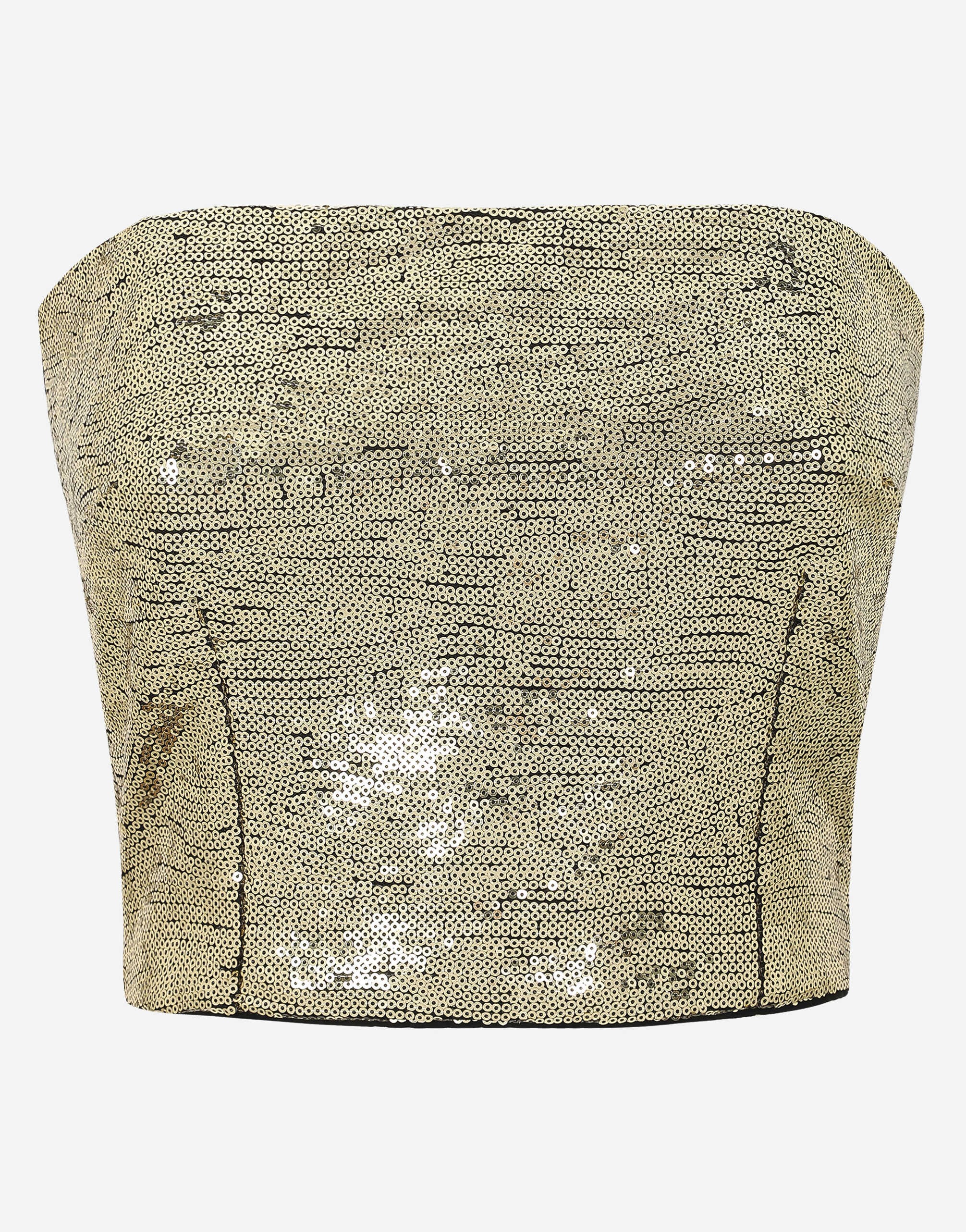 D&G tops 美品 Sequined and lace strapless top in Gold for Women | Dolce&Gabbana® US