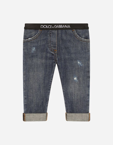 Dolce & Gabbana Stretch denim jeans with branded elastic Black EB0003AB000