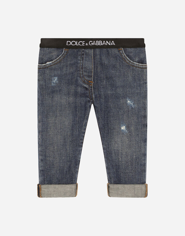 Dolce & Gabbana Jeans aus Stretchdenim mit Logo-Gummiband Blau L22F48LDA66