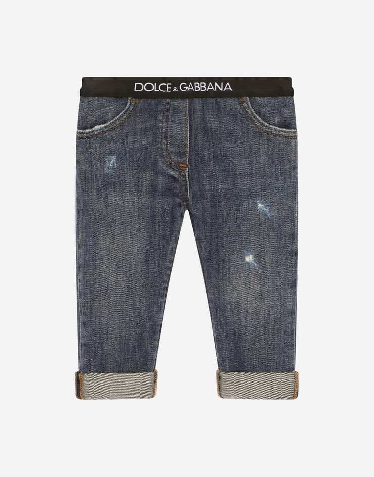 Dolce & Gabbana Jeans in denim stretch con elastico logato Blu L22F48LDA66