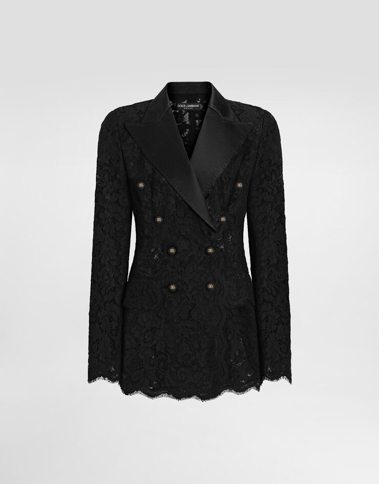 Dolce & Gabbana Double-breasted jacket in cordonetto lace Black F29TRTHLMTB