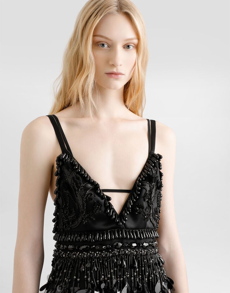 Dolce & Gabbana Satin dress with embroidery Multicolor F60DKZGDDI8