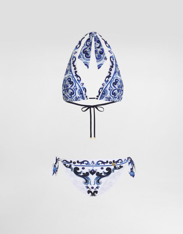 Dolce & Gabbana 마욜리카 프린트 트라이앵글 비키니 인쇄 I8ANNWONO19