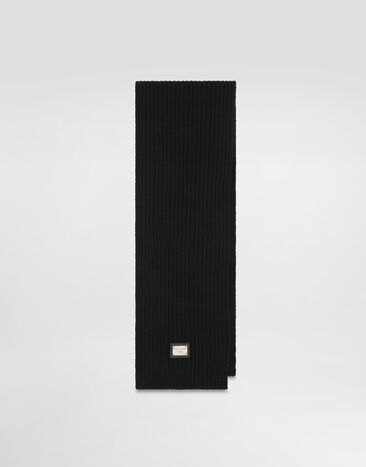 Dolce & Gabbana Bufanda de punto acanalado con logotipo DG metálico Negro LBKAB4JCVD6