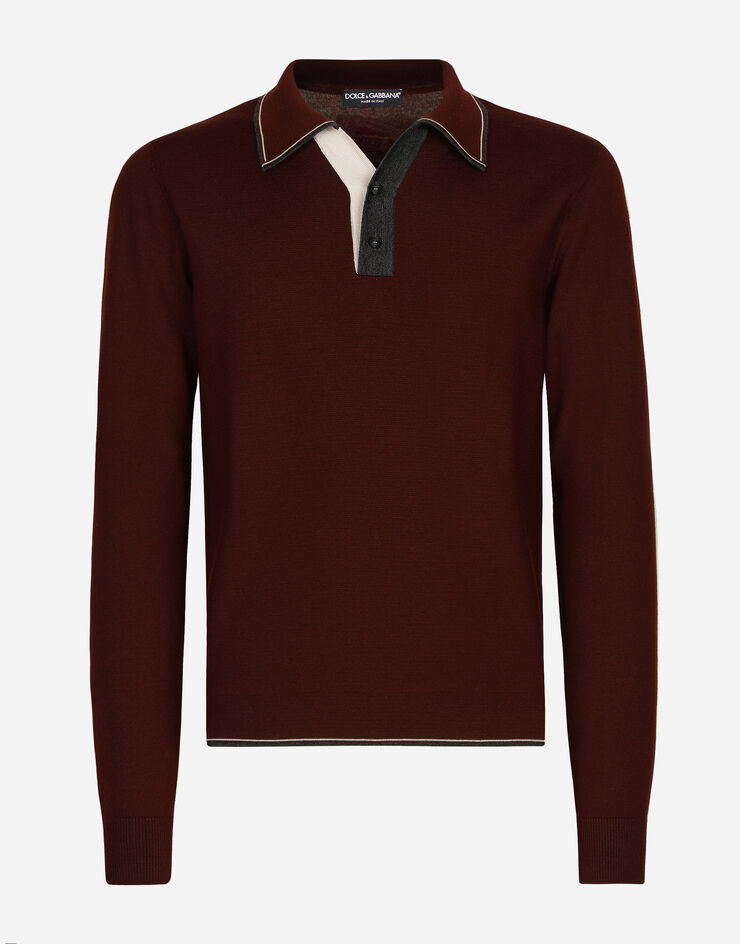 Wool polo-shirt with contrasting details in Multicolor for for Men ...