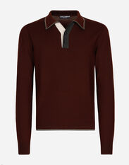 Dolce&Gabbana Wool polo-shirt with contrasting details Grey G2SO4TFURM3
