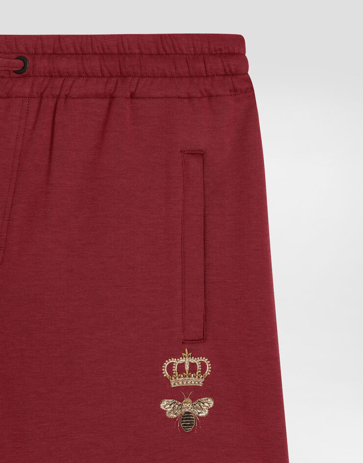 Dolce & Gabbana Jersey jogging shorts with embroidery Bordeaux GVF8AZHU7H9