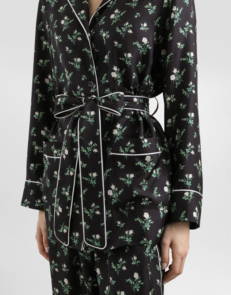 Dolce & Gabbana Roses and lilies of the valley-print twill shirt Multicolor F5I89TIS13G