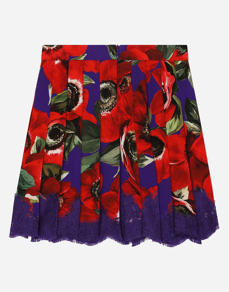 Dolce & Gabbana Charmeuse midi skirt with anemone print Print L54I98FSA6Q