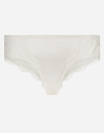 Dolce & Gabbana Der Slip aus elastischem Seidensatin mit Einsätzen aus Baumwollspitze bleibt auch unter sinnlichen Looks unsichtbar und ist angenehm zu tragen: WEISS O2A02TONO13