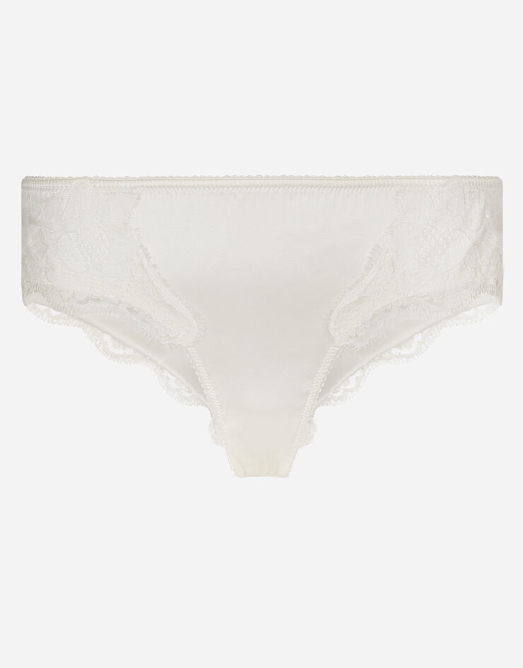 Dolce & Gabbana Slip in raso con pizzo Bianco O2A02TONO13