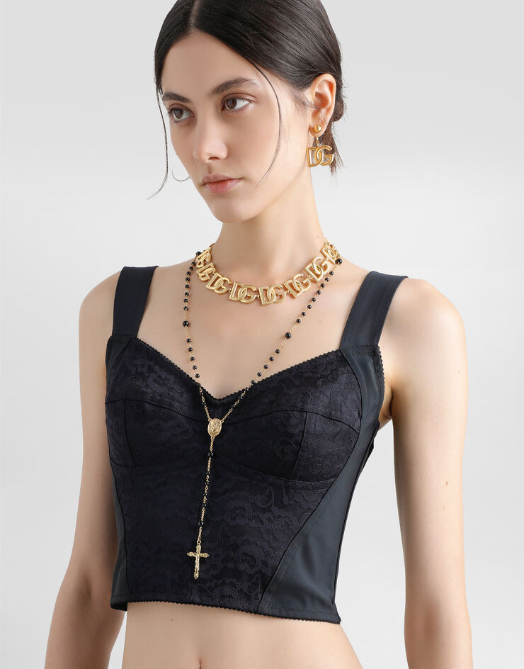 Dolce & Gabbana Bustier corsetteria in guaina jacquard e pizzo Nero F7T19TGDCLQ