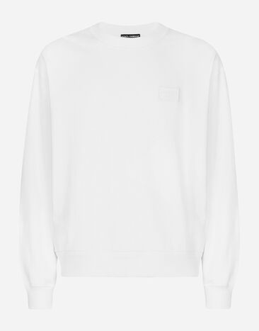 Dolce & Gabbana Sudadera de punto con placa con logotipo DG Blanco G9AHSTG7NTZ