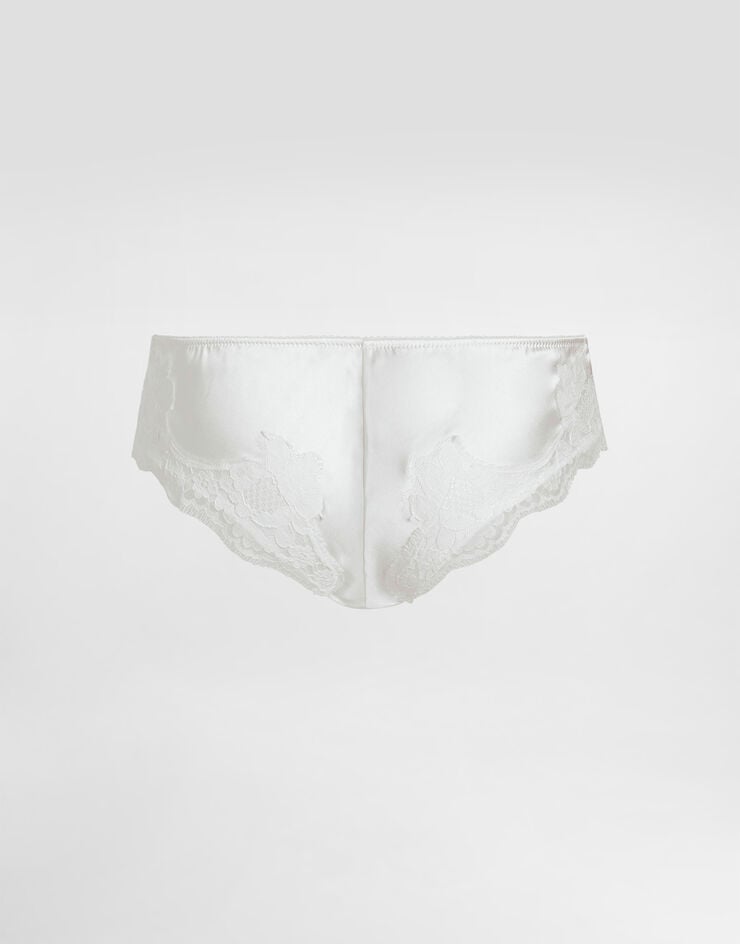 Dolce & Gabbana Slip en satin avec dentelle Blanc O2A02TFUAD8