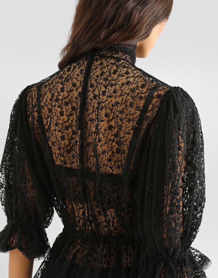Dolce & Gabbana Tulle top with embroidery Dolce & Gabbana Tulle top with embroidery Black F7BO3TILMD2