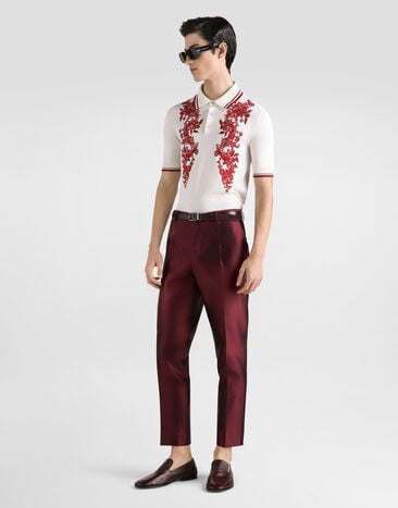 Dolce & Gabbana Silk shantung trousers Bordeaux GY6FETFU1L6