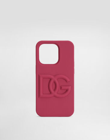 Dolce & Gabbana Rubber iPhone 14 Pro Cover with DG logo Purple BI3265AG816