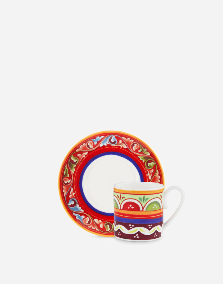 Dolce & Gabbana Taza de café con platillo de porcelana fina Multicolor TC0S01TCA04