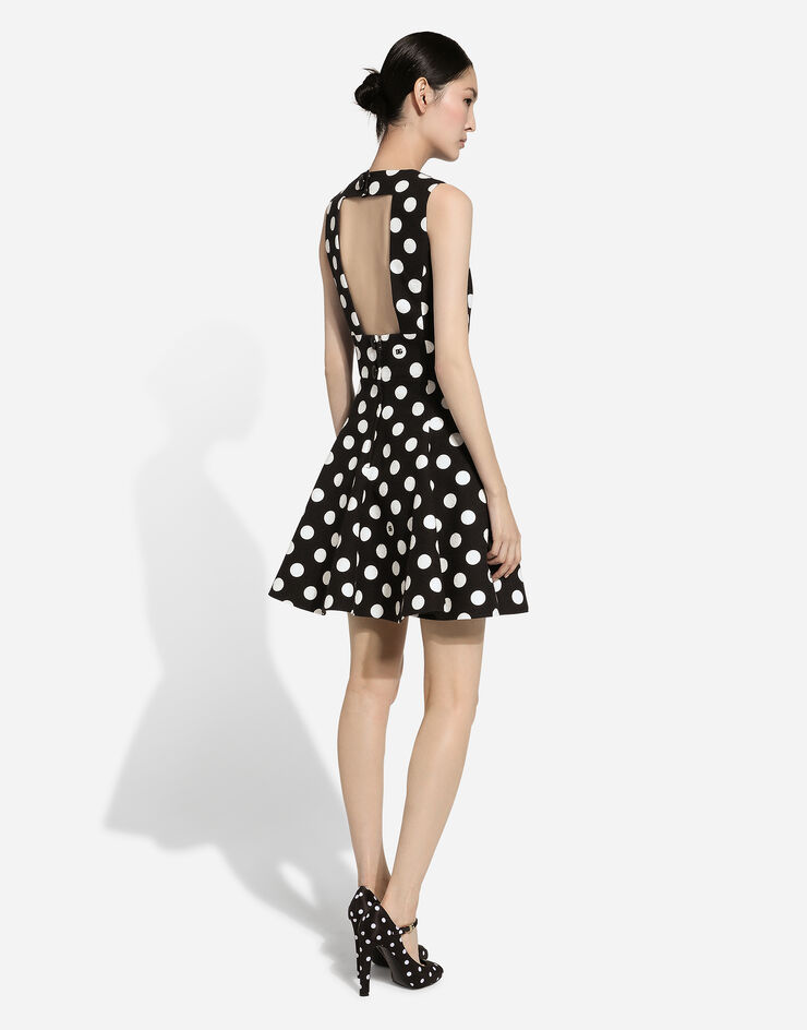 Dolce & Gabbana Short cotton rush-stitch brocade dress with polka-dot print Print F6ZY1TFS6OB