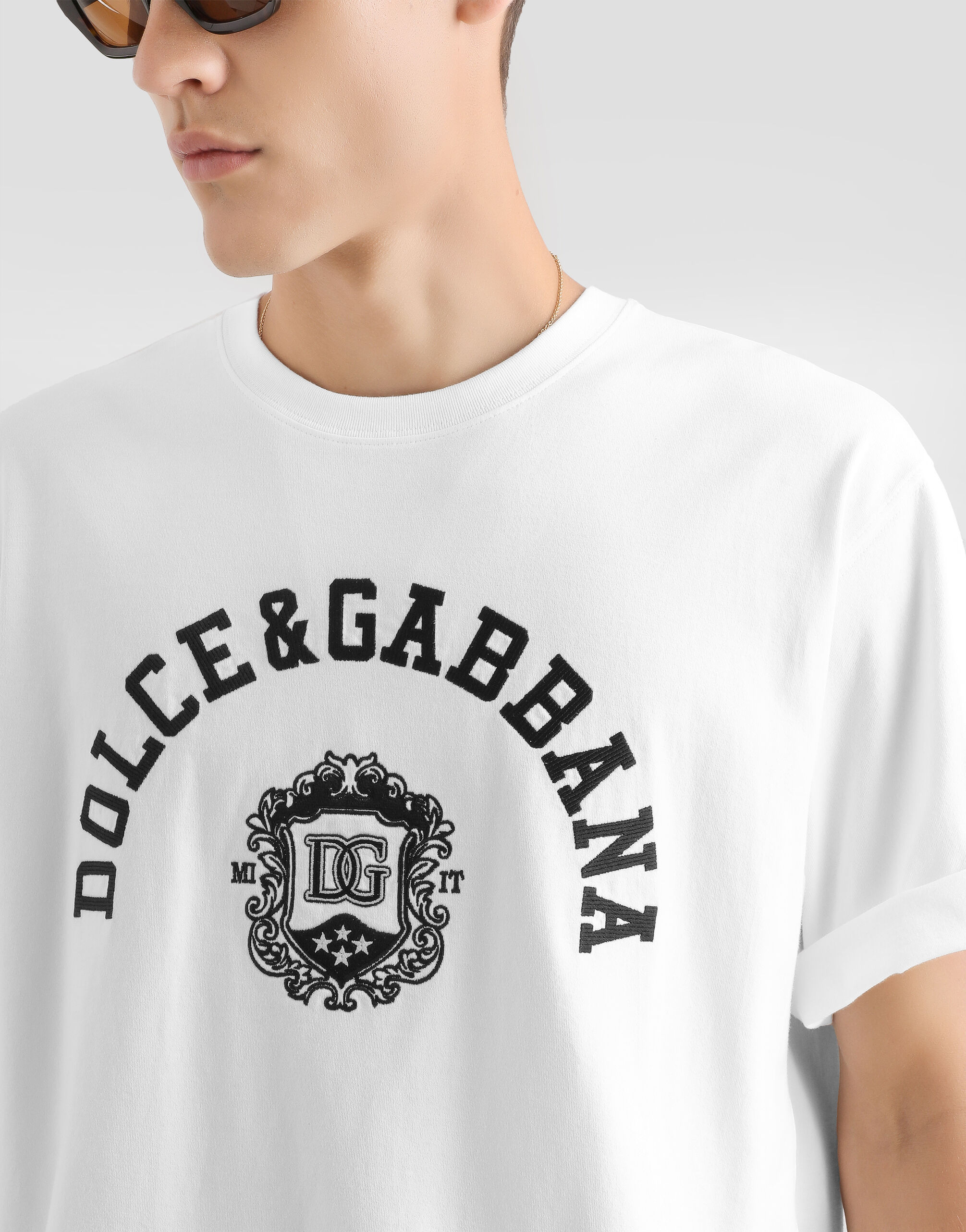 Jersey t-shirt with embroidery in White for Men | Dolce&Gabbana® US