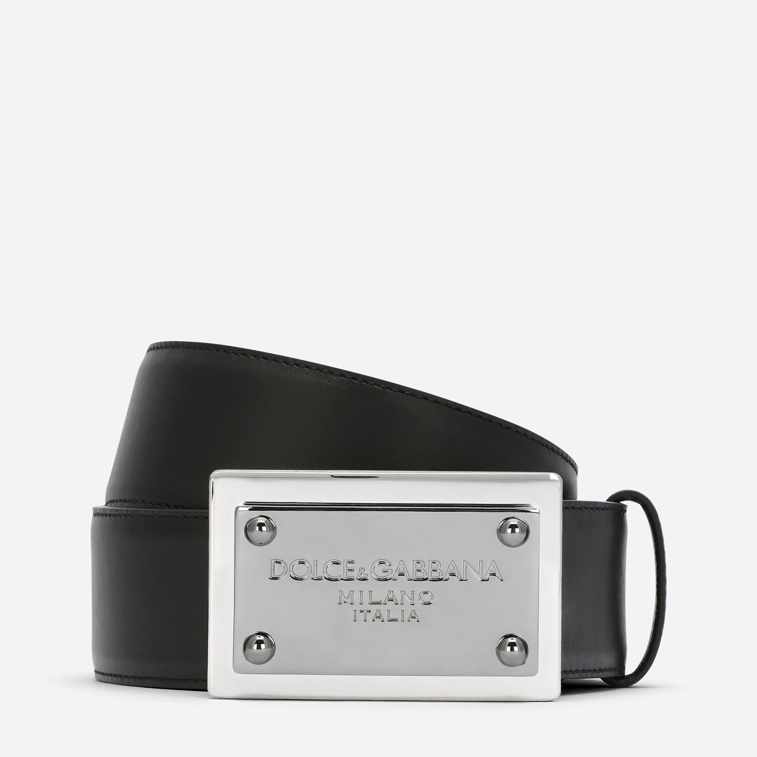 Calfskin belt with for in Dolce&Gabbana® US branded | Black tag