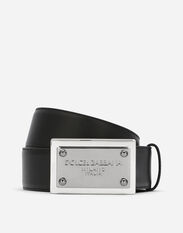 Dolce & Gabbana Calfskin belt with branded tag Black BC4772AG251
