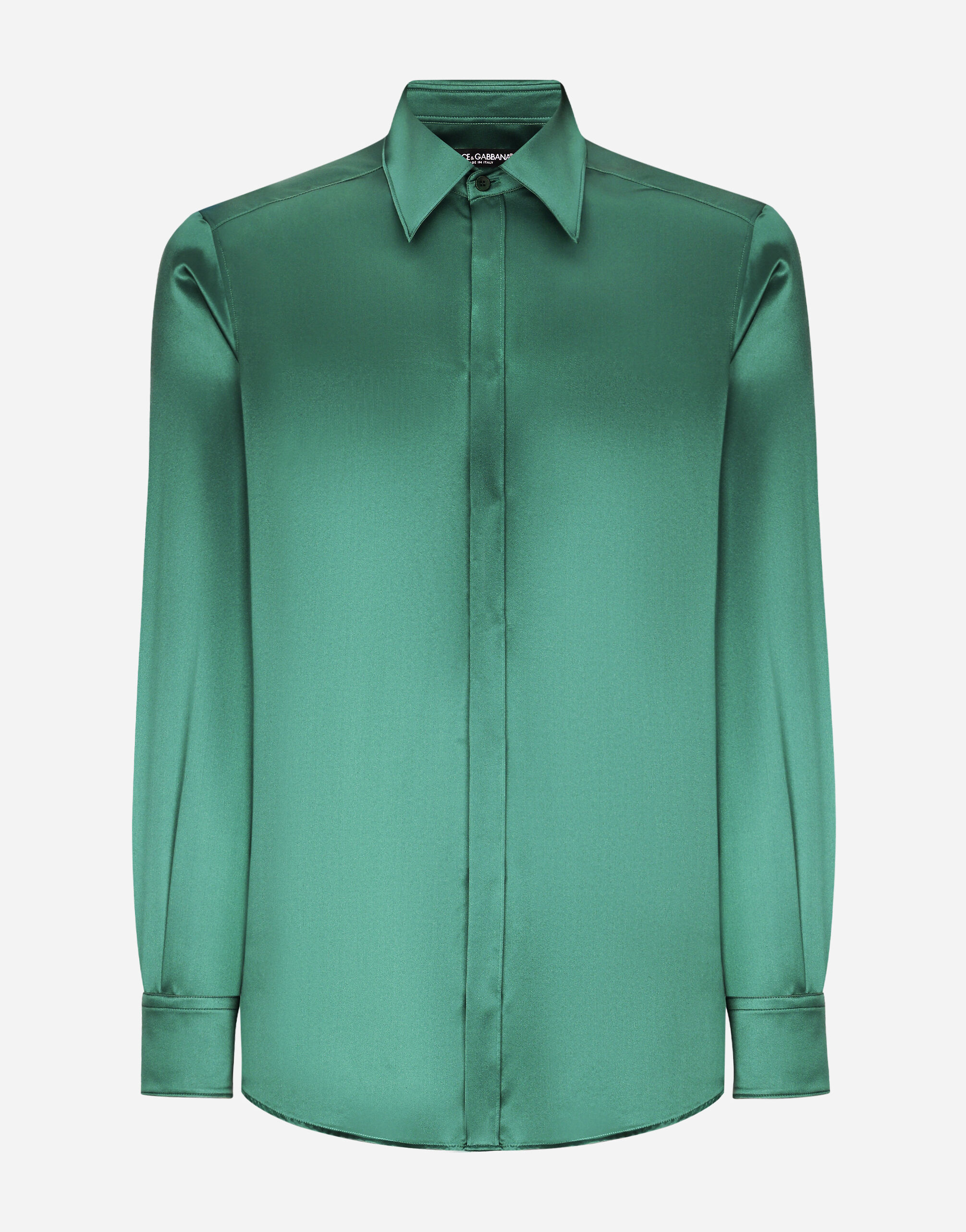 Dolce & Gabbana Silk satin Martini-fit shirt Green G5LH6TFU1AU