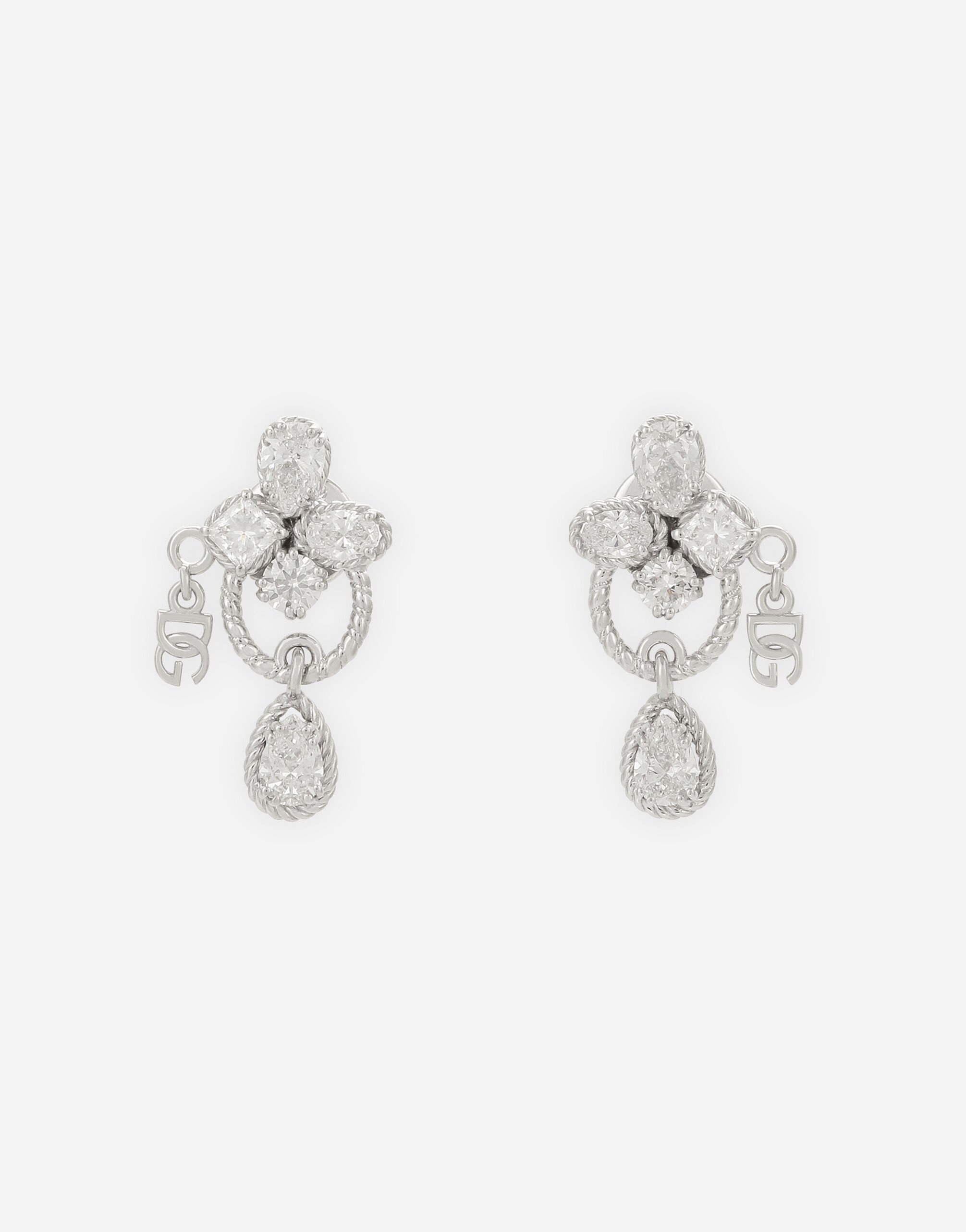 Dolce & Gabbana Pendientes Easy Diamond en oro blanco de 18 kt con diamantes Dorado WERA2GWPE01