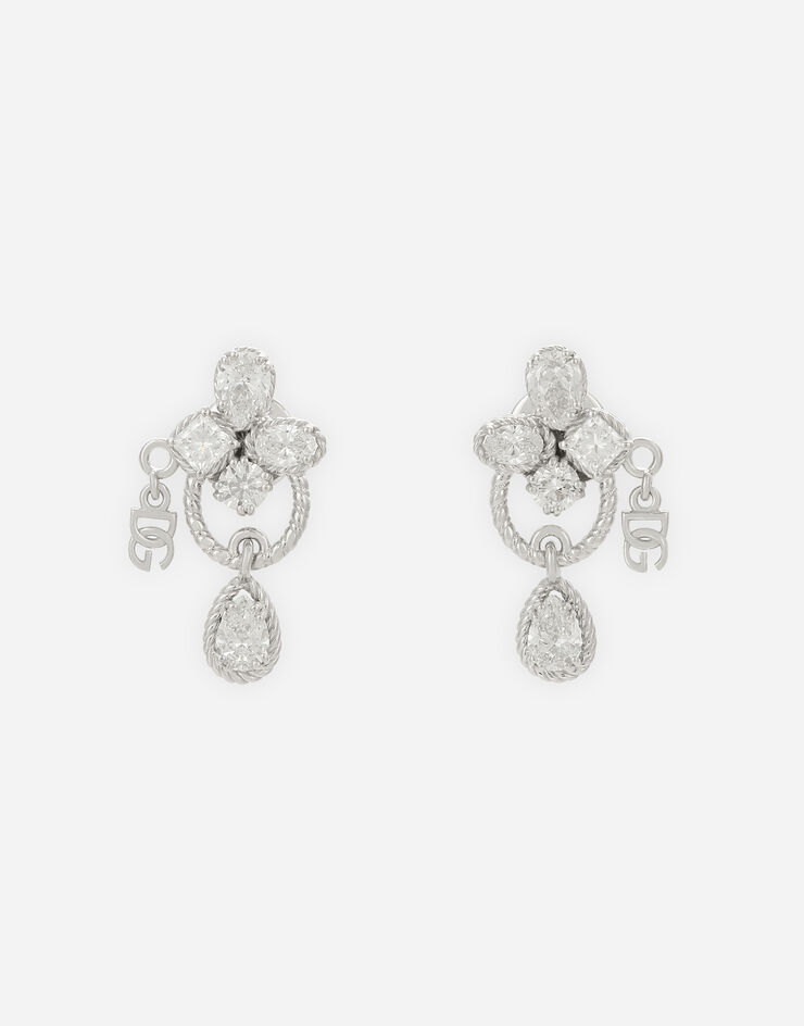Dolce & Gabbana Ohrringe Easy Diamond aus Weißgold 18 kt und Diamanten Weiss WEQD2GWDIA1